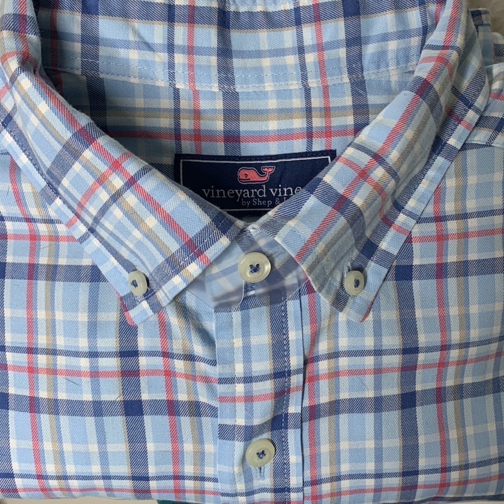 Vineyard Vines Classic Fit Tucker Shirt Blue/Pink/White Plaid